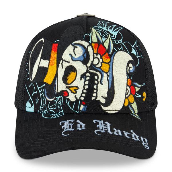 ed hardy Tiger Skull Trucker Hat