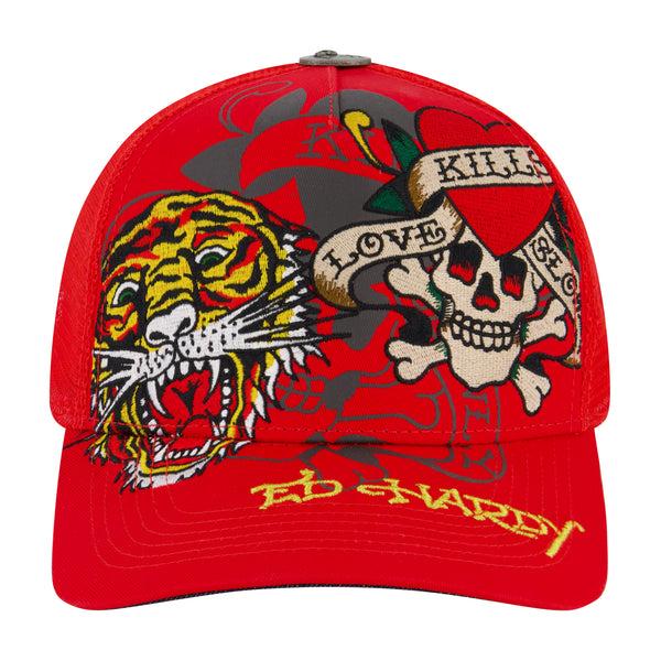 ed hardy Tiger Skull Trucker Hat