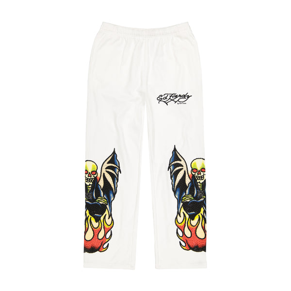 ed hardy Xman Mens Rhinestone Baggy Sweatpant White