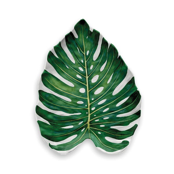 eddingtons AMAZON FLORAL MONSTERA LEAF PLATTER 46CM