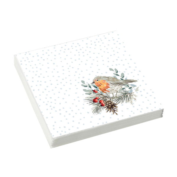 eddingtons CHRISTMAS ROBIN PAPER 3 PLY NAPKINS 33 X 33CM