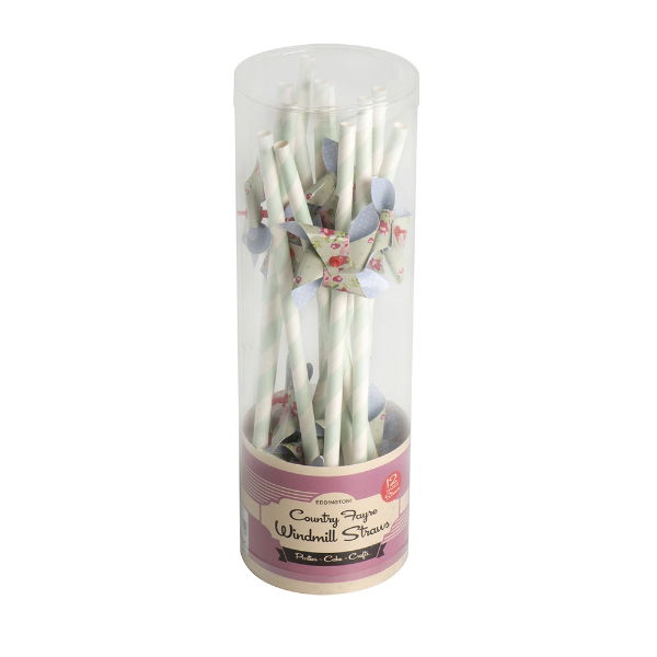 eddingtons COUNTRY FAYRE ROTATING PAPER WINDMILL STRAWS SET OF 12