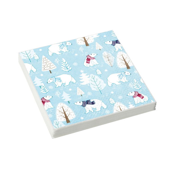 eddingtons CUTE POLAR BEARS PAPER NAPKINS 33 X 33CM