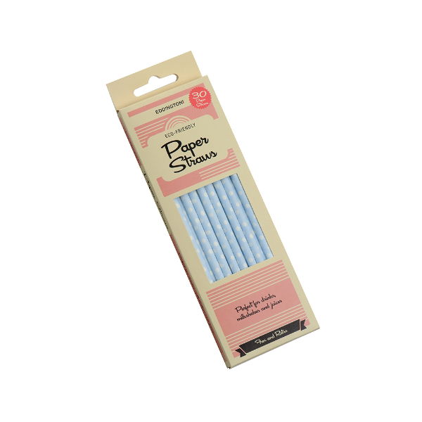 eddingtons BLUE & WHITE POLKA DOT PAPER STRAWS