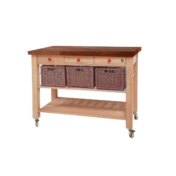 eddingtons #CHERRY BLOCK TOP TROLLEY 3 DRAWER