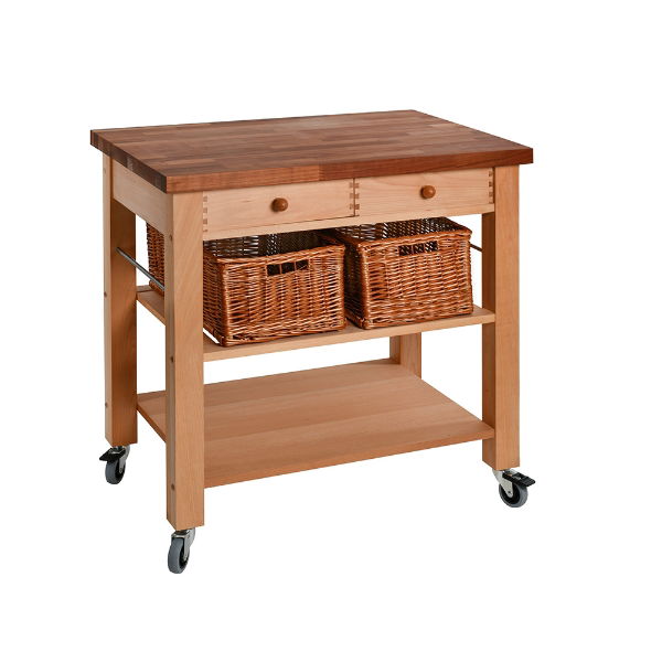 eddingtons #CHERRY WALNUT BLOCK TOP TROLLEY 2 DRAW