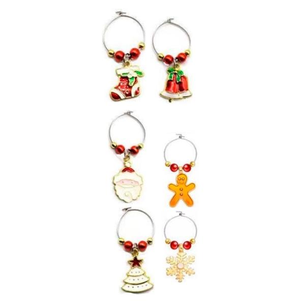 Eddingtons FESTIVE WINE CHARMS 6PC SET