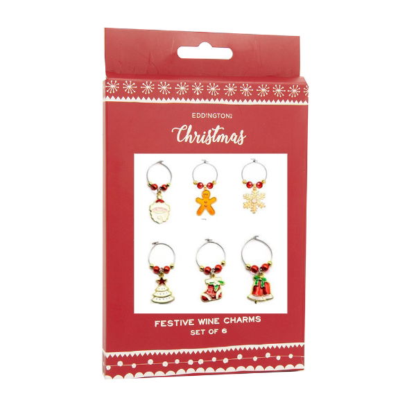 eddingtons FESTIVE WINE CHARMS 6PC SET