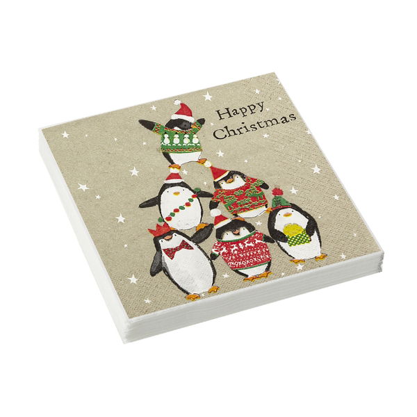eddingtons HAPPY PENGUINS PAPER NAPKINS 33 X 33CM