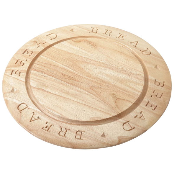 eddingtons HEVEA ROUND CARVED BREAD BOARD 31CM DIA