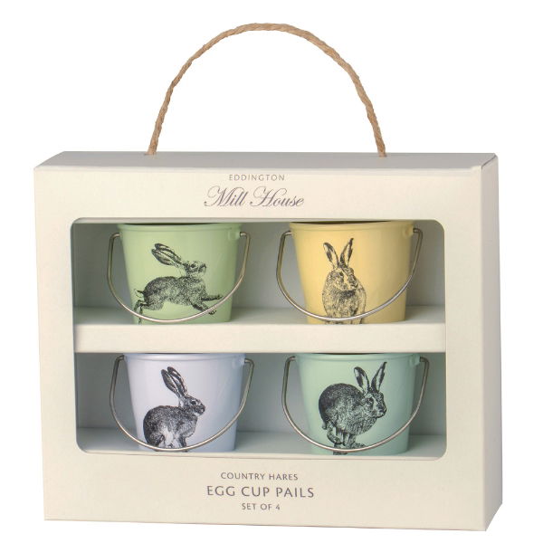 eddingtons MILL HOUSE COUNTRY HARES EGG CUP PAILS