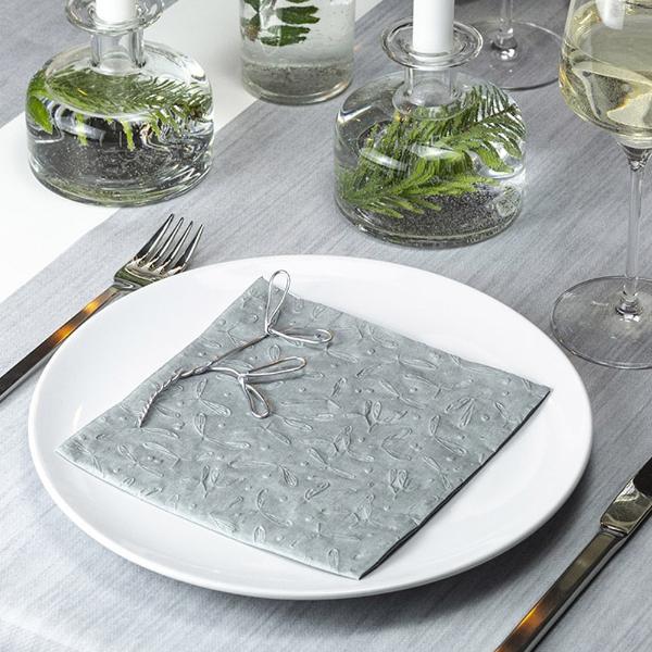 Eddingtons MISTELTOE GREY PAPER NAPKINS 33 X 33CM
