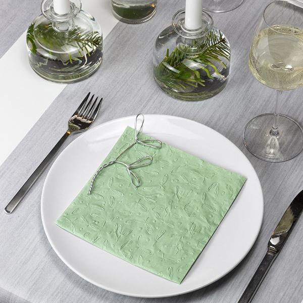 Eddingtons MISTELTOE MINT PAPER NAPKINS 33 X 33CM