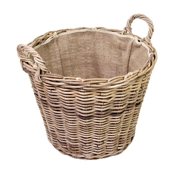 eddingtons RATTAN GREY KUBU LINED LOG BASKET