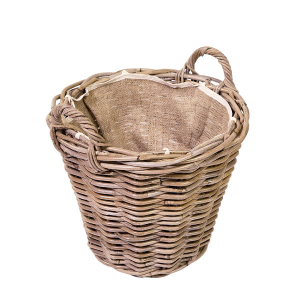 eddingtons RATTAN GREY KUBU SMALL LINED LOG BASKET