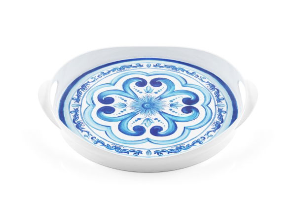eddingtons ROUND TRAY WITH HANDLES GUZZINI BLUES