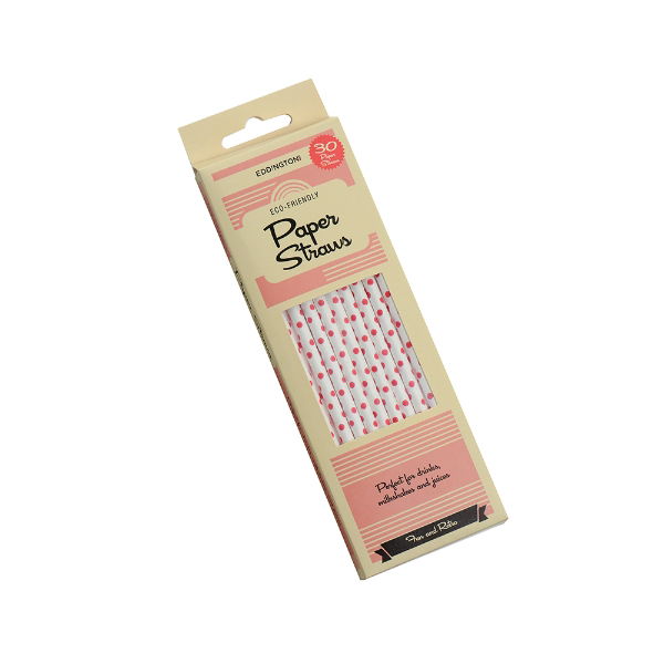 eddingtons WHITE & RED POLKA DOT PAPER STRAWS