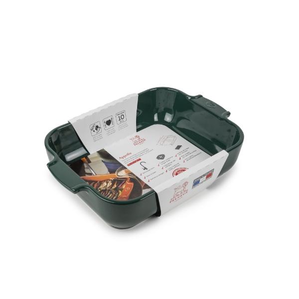 Eddingtons FOREST GREEN RECTANGULAR CERAMIC ROASTER 32CM