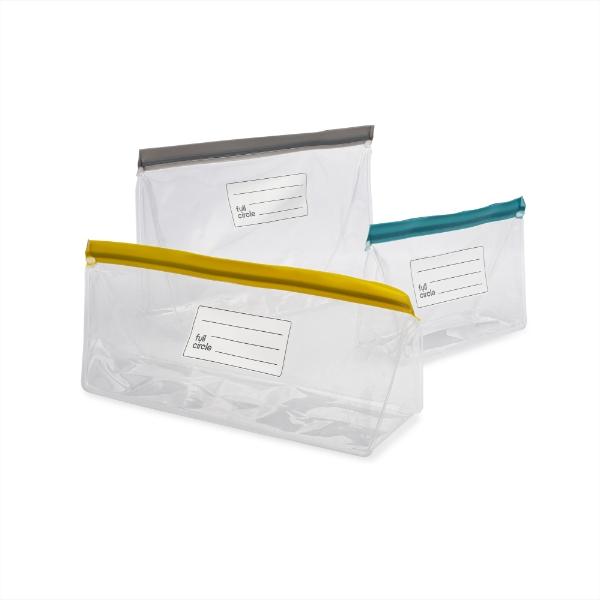 Eddingtons FULL CIRCLE CLEAR ZIPTUCK 3PC REUSABLE FRUIT STORAGE BAGS