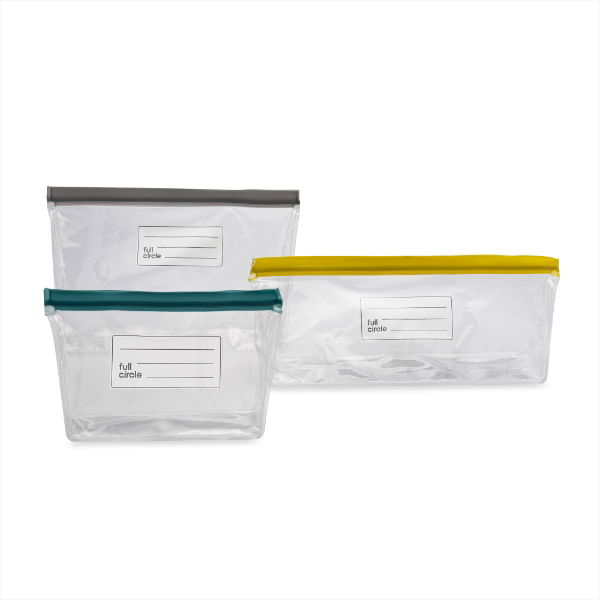 eddingtons FULL CIRCLE CLEAR ZIPTUCK 3PC REUSABLE FRUIT STORAGE BAGS