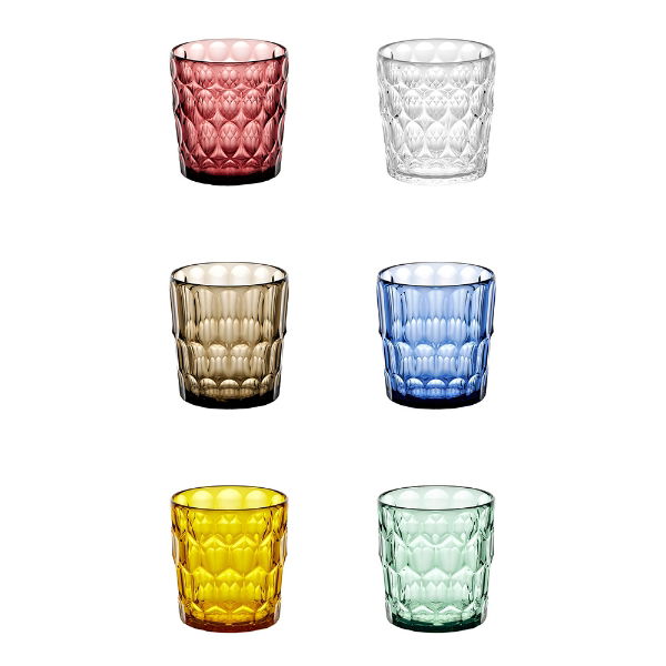 eddingtons GUZZINI VANITY SET OF 6 LOW TUMBLERS ASSORTED COLOURS