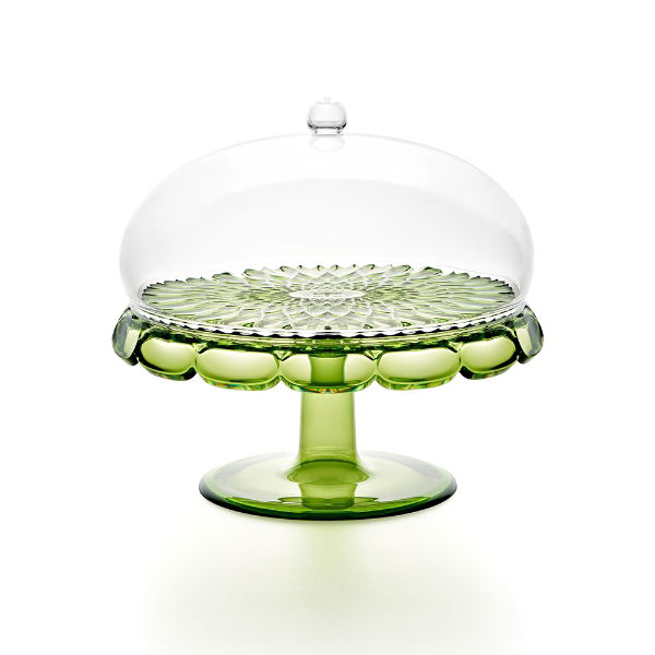 eddingtons GUZZINI VANITY SMALL CAKE STAND WITH DOME WATER LILY GREEN