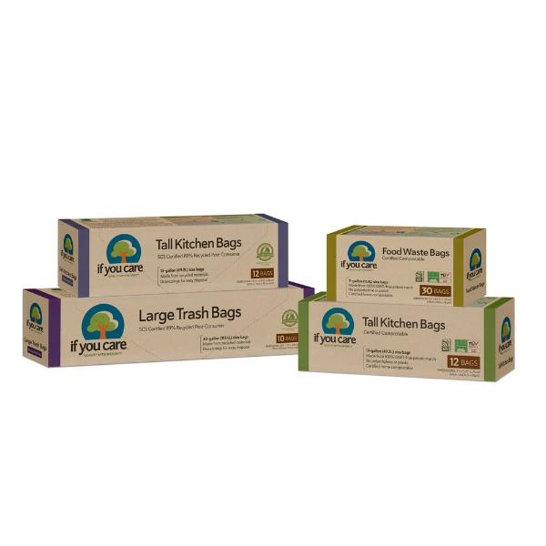 Eddingtons IF YOU CARE 13 GALLON RECYCLED DRAWSTRING TRASH BAGS