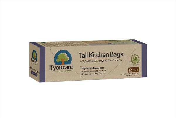 eddingtons IF YOU CARE 13 GALLON RECYCLED DRAWSTRING TRASH BAGS