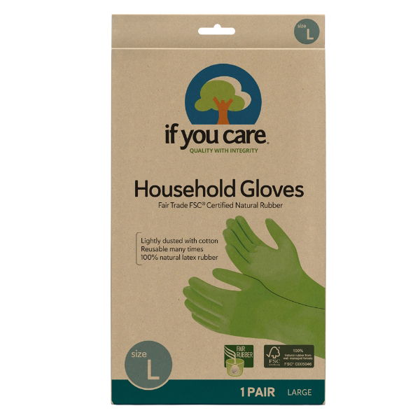 eddingtons IF YOU CARE LARGE CERTIFIED FAIR RUBBER LATEX HOUSEHOLD GLOVES