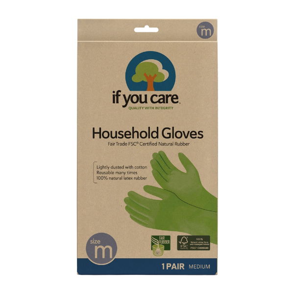 eddingtons IF YOU CARE MEDIUM CERTIFIED FAIR RUBBER LATEX HOUSEHOLD GLOVES