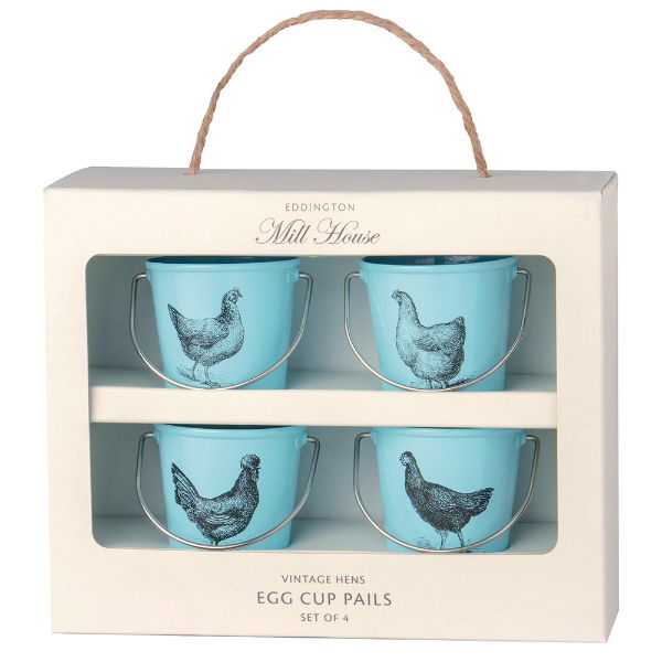 eddingtons MILL HOUSE BLUE VINTAGE HENS EGG CUP PAILS