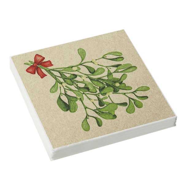 eddingtons MISTELTOE TWIGS RECYCLED PAPER NAPKINS 33 X 33CM
