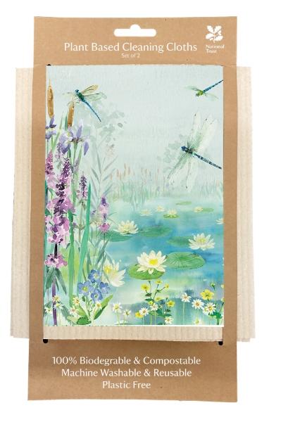 Eddingtons NATIONAL TRUST DRAGONFLIES PLANT BASED CLEANING CLOTHS SET OF 2