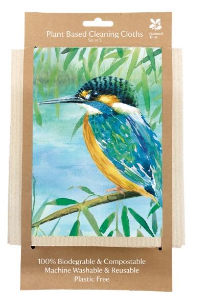 Eddingtons NATIONAL TRUST KINGFISHER PLANT BASED CLEANING CLOTHS SET OF 2