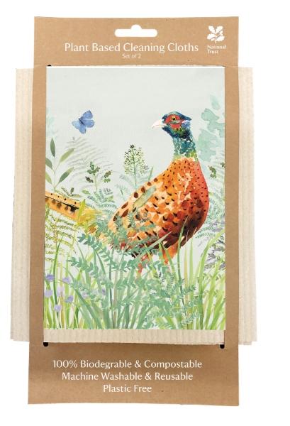 Eddingtons NATIONAL TRUST PHEASANT PLANT-BASED CLEANING CLOTHS SET OF 2