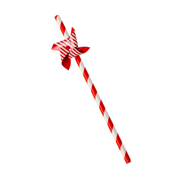 Eddingtons RED & WHITE ROTATING PAPER WINDMILL STRAWS SET OF 12