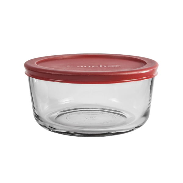 eddingtons ROUND GLASS RED LIDDED FOOD STORAGE 946ML