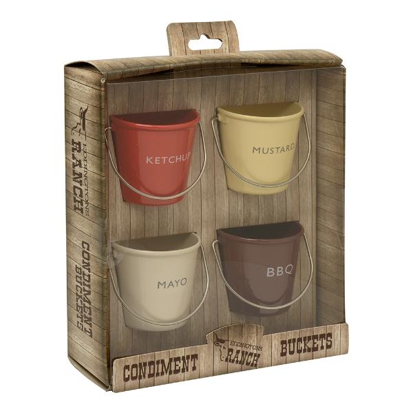 Eddingtons SET OF 4 KETCHUP MUSTARD MAYO AND BBQ BUCKETS