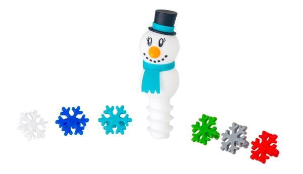Eddingtons SILICONE SNOWMAN BOTTLE STOP AND WINE CHARMS GIFT SET
