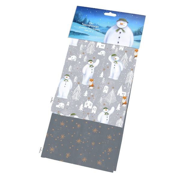 eddingtons THE SNOWMAN ALPINE ADVENTURE SET OF 2 TEA TOWELS
