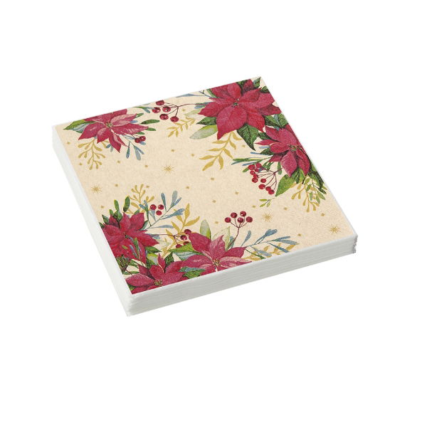 eddingtons TRADITIONAL POINSETTIA PAPER NAPKINS 33 X 33CM