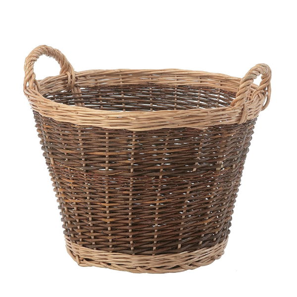 eddingtons WICKER LARGE 2 TONE DUMPY ROUND LOG BASKET