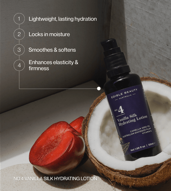 Edible Beauty No.4 Vanilla Silk Hydrating Lotion Sampler Tube – 20mL