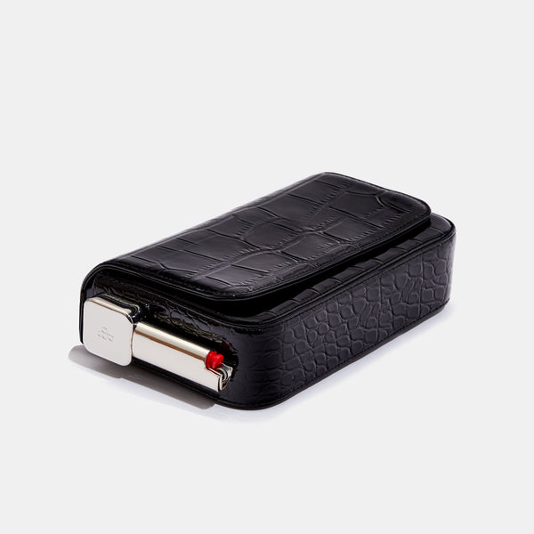 Edie Parker Burn Clutch In Patent Black Croc
