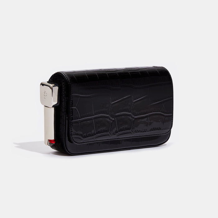 edie parker Burn Clutch in Patent Black Croc