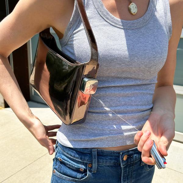 Edie Parker Burn Shoulder Bag In Brown Mirror