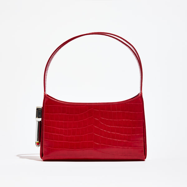Edie Parker Burn Shoulder Bag In Red Croc