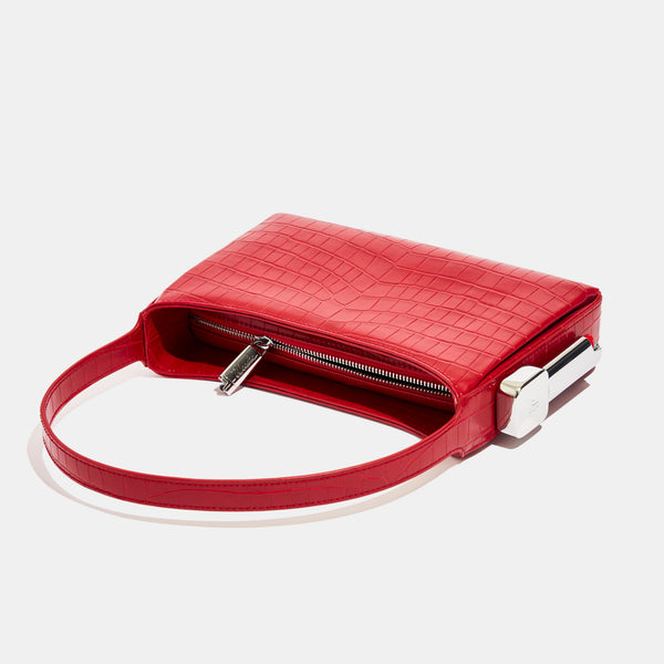 Edie Parker Burn Shoulder Bag In Red Croc