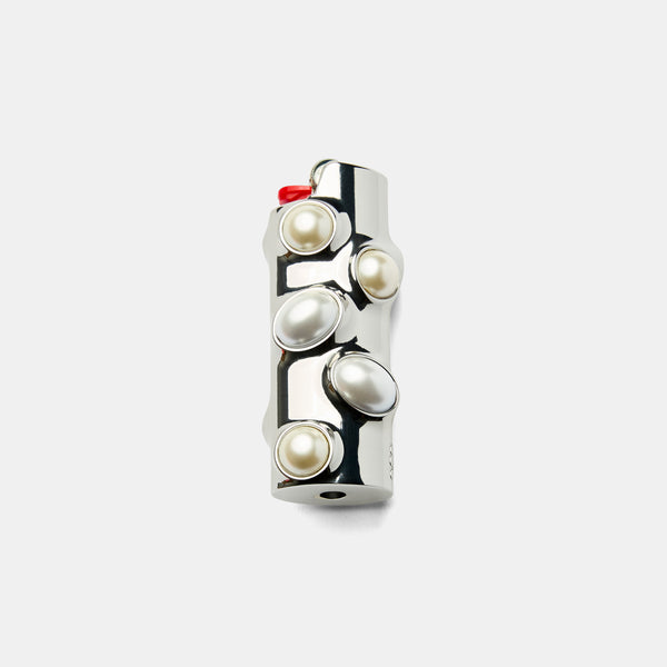 Edie Parker Gemstoned Lighter Case In Pearl
