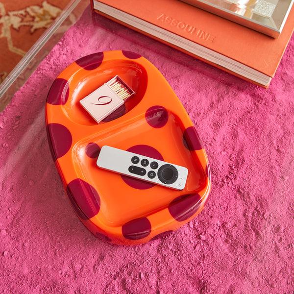 Edie Parker Spotted Catchall In Cranberry